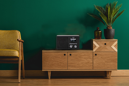 Wooden dresser with record player