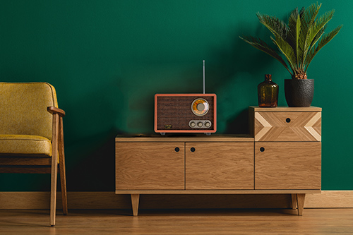 Wooden dresser with record player